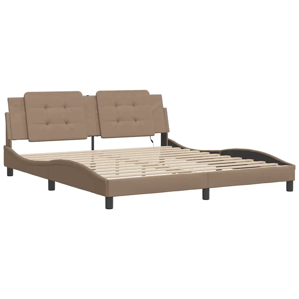 Letto matrimoniale | Letto per adulti | Giroletto con LED senza Materasso Zadar Cappuccino 180x200 cm - Image 4