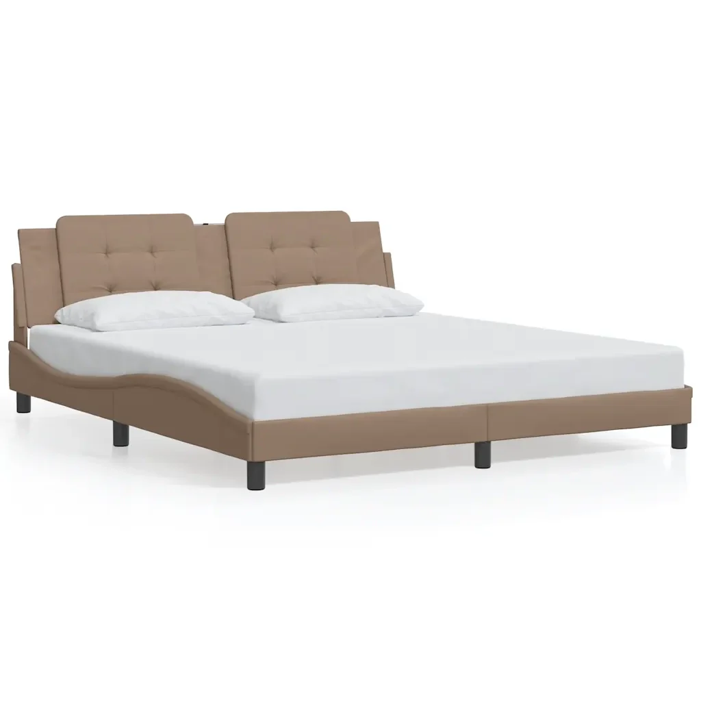 Letto matrimoniale | Letto per adulti | Giroletto con LED senza Materasso Zadar Cappuccino 180x200 cm - Image 5