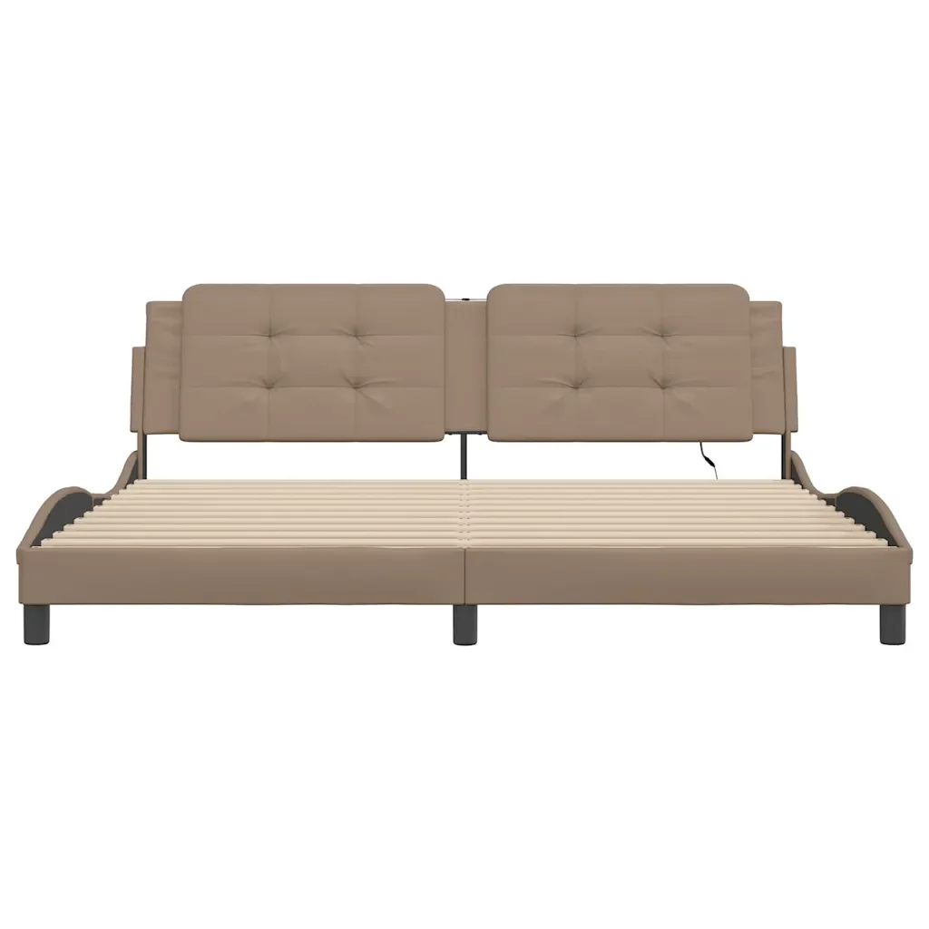 Letto matrimoniale | Letto per adulti | Giroletto con LED senza Materasso Zadar Cappuccino 200x200 cm - Image 6