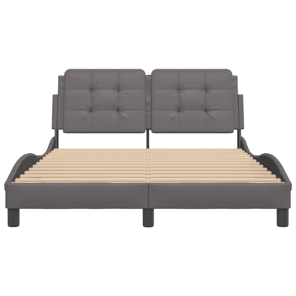 Letto matrimoniale | Letto per adulti | Giroletto con LED senza Materasso Zadar Grigio 120x200 cm - Image 6