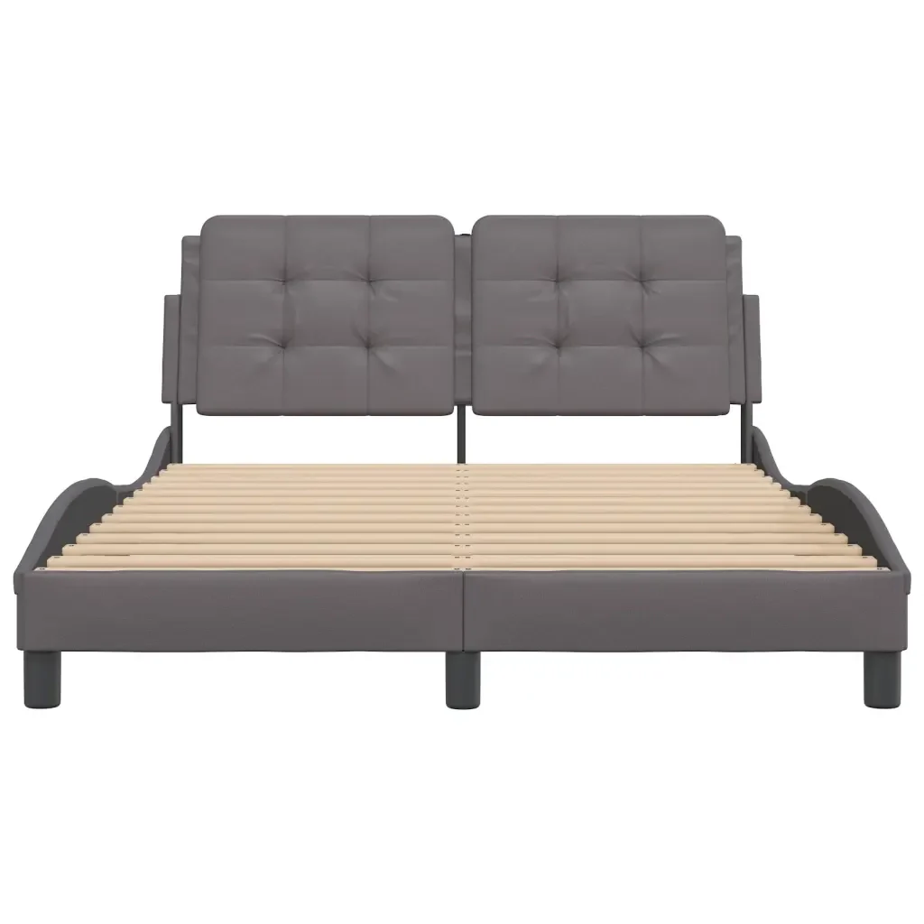 Letto matrimoniale | Letto per adulti | Giroletto con LED senza Materasso Zadar Grigio 140x190 cm - Image 6