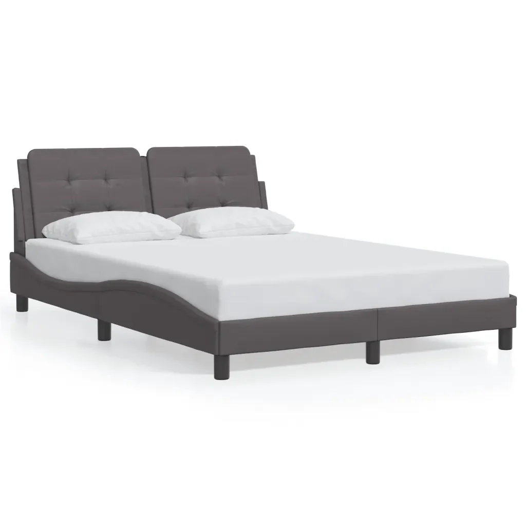 Letto matrimoniale | Letto per adulti | Giroletto con LED senza Materasso Zadar Grigio 140x200 cm - Image 5