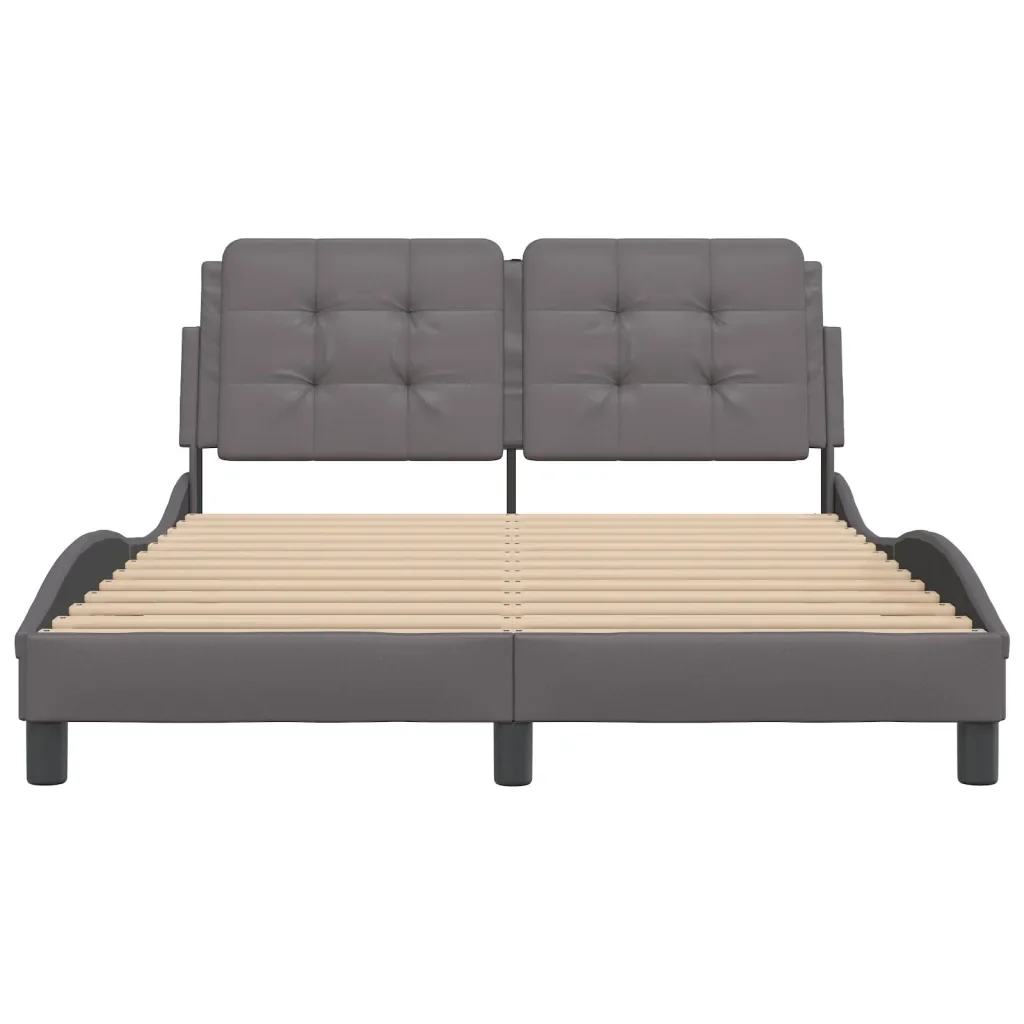 Letto matrimoniale | Letto per adulti | Giroletto con LED senza Materasso Zadar Grigio 140x200 cm - Image 6