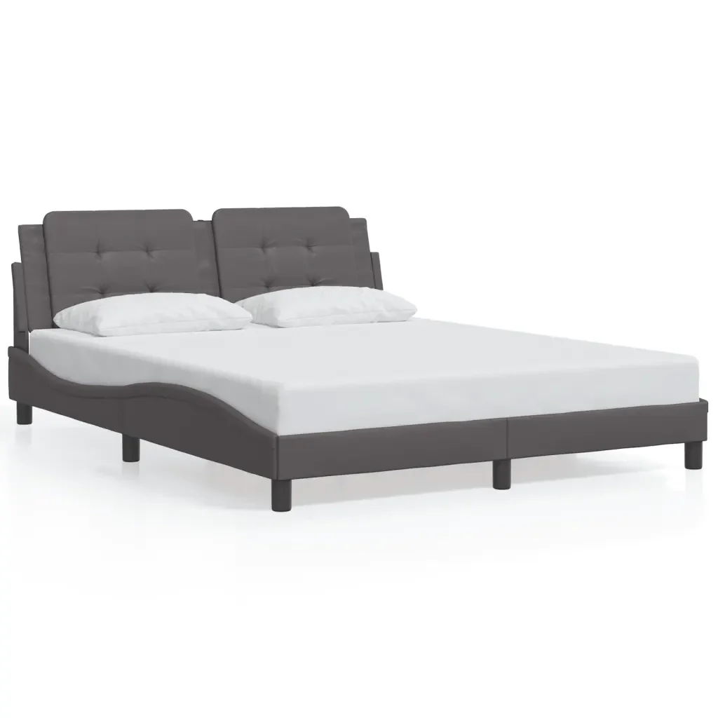 Letto matrimoniale | Letto per adulti | Giroletto con LED senza Materasso Zadar Grigio 160x200 cm - Image 5