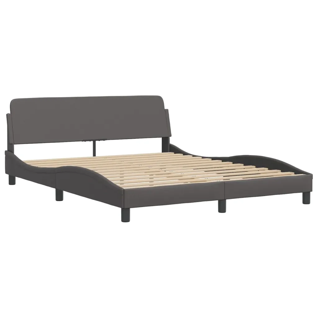 Letto matrimoniale | Letto per adulti | Giroletto con LED senza Materasso Zadar Grigio 160x200 cm - Image 7