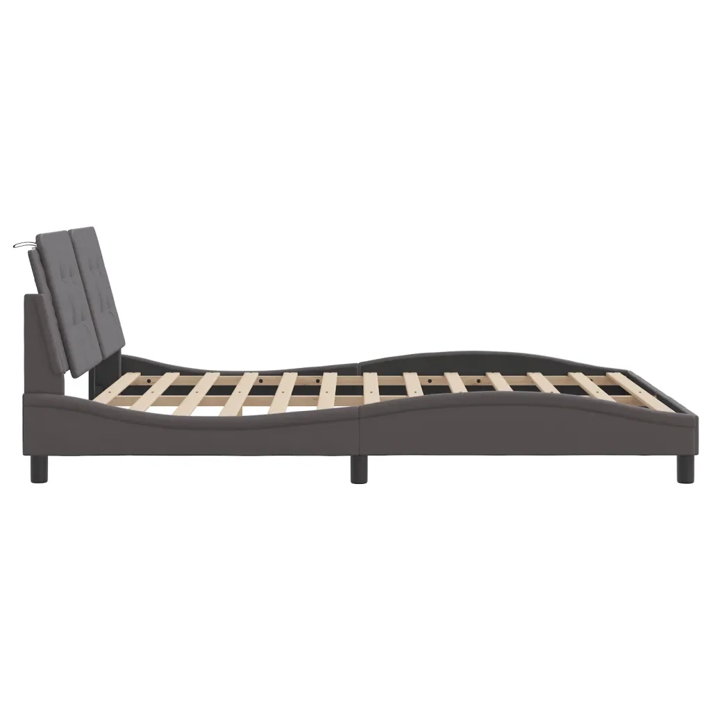 Letto matrimoniale | Letto per adulti | Giroletto con LED senza Materasso Zadar Grigio 160x200 cm - Image 8