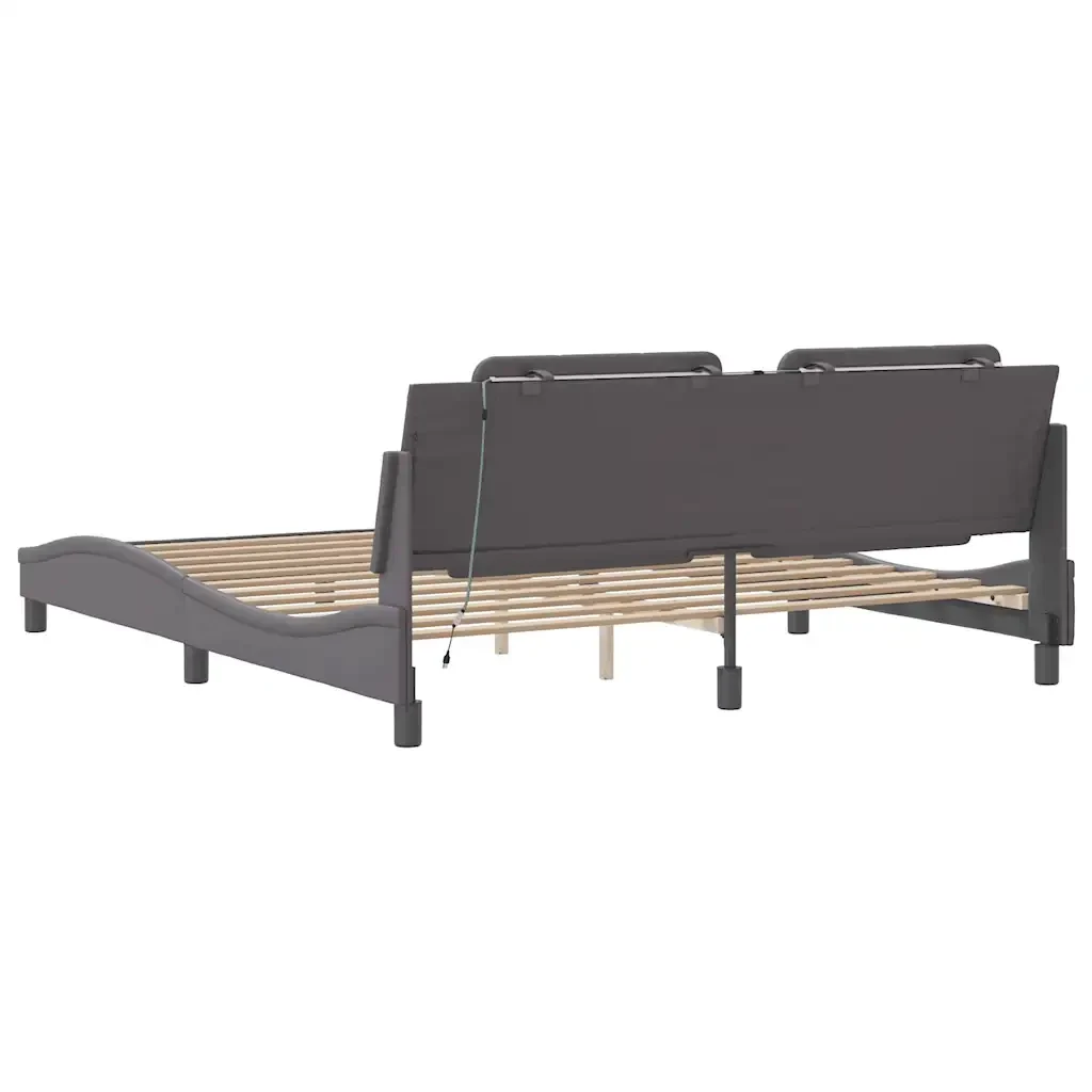 Letto matrimoniale | Letto per adulti | Giroletto con LED senza Materasso Zadar Grigio 180x200 cm - Image 9