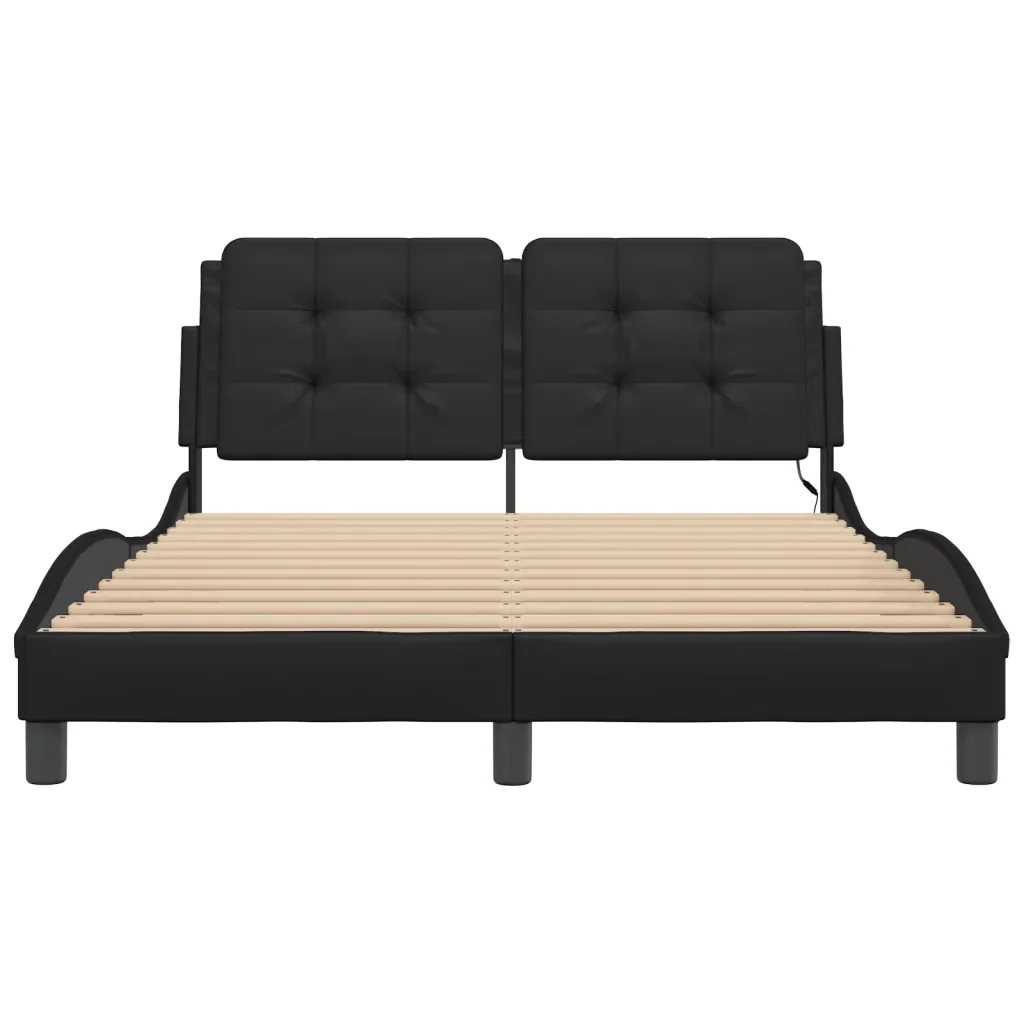 Letto matrimoniale | Letto per adulti | Giroletto con LED senza Materasso Zadar Nero 120x200 cm - Image 6
