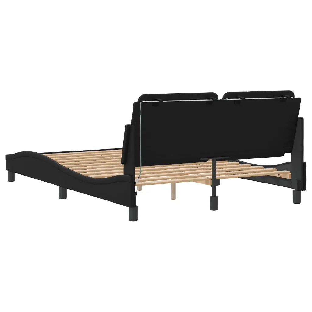 Letto matrimoniale | Letto per adulti | Giroletto con LED senza Materasso Zadar Nero 140x190 cm - Image 10