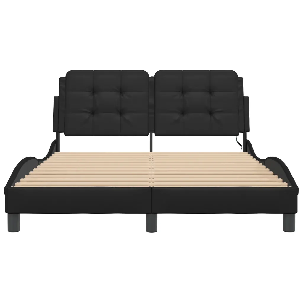 Letto matrimoniale | Letto per adulti | Giroletto con LED senza Materasso Zadar Nero 140x200 cm - Image 6