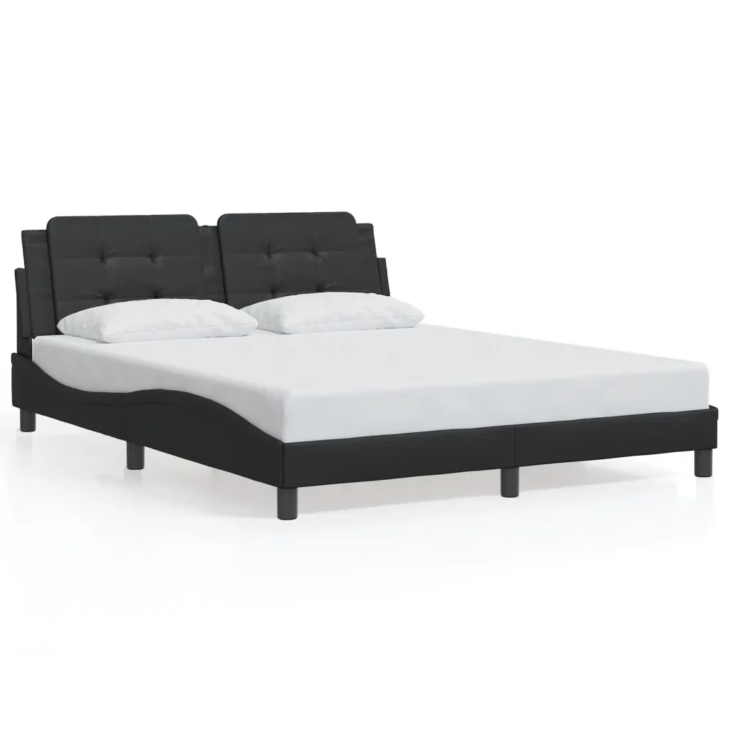Letto matrimoniale | Letto per adulti | Giroletto con LED senza Materasso Zadar Nero 160x200 cm - Image 5