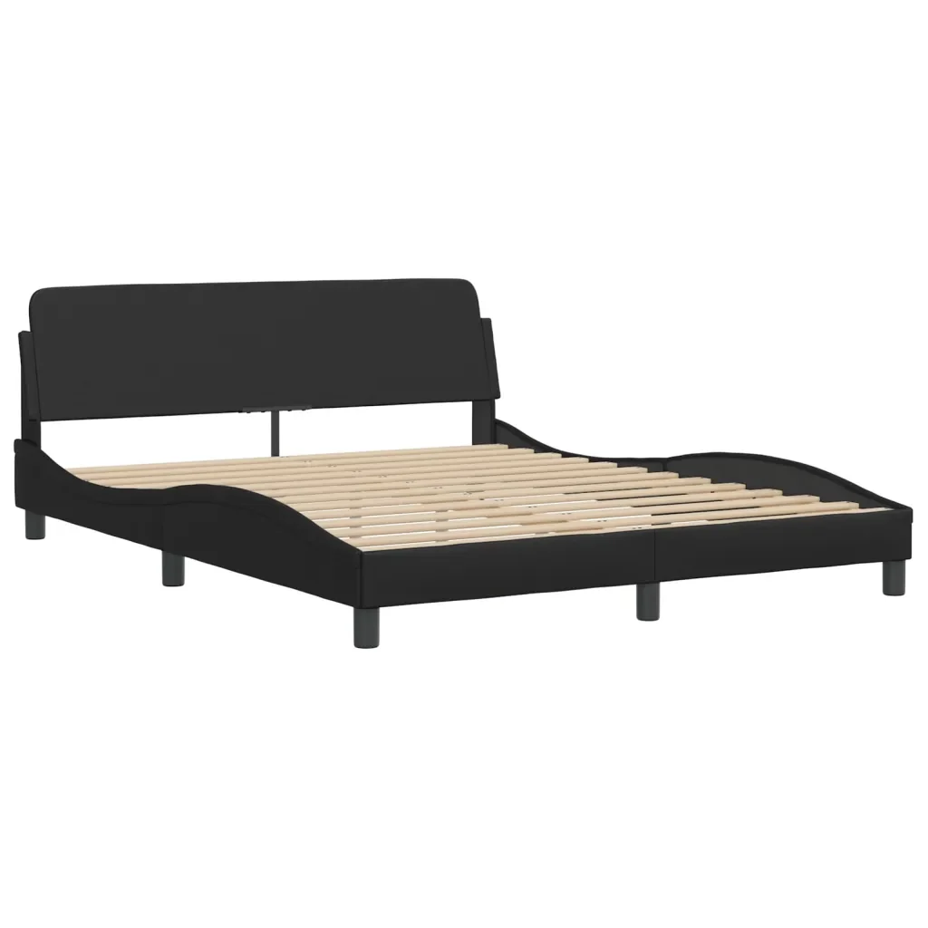 Letto matrimoniale | Letto per adulti | Giroletto con LED senza Materasso Zadar Nero 160x200 cm - Image 7