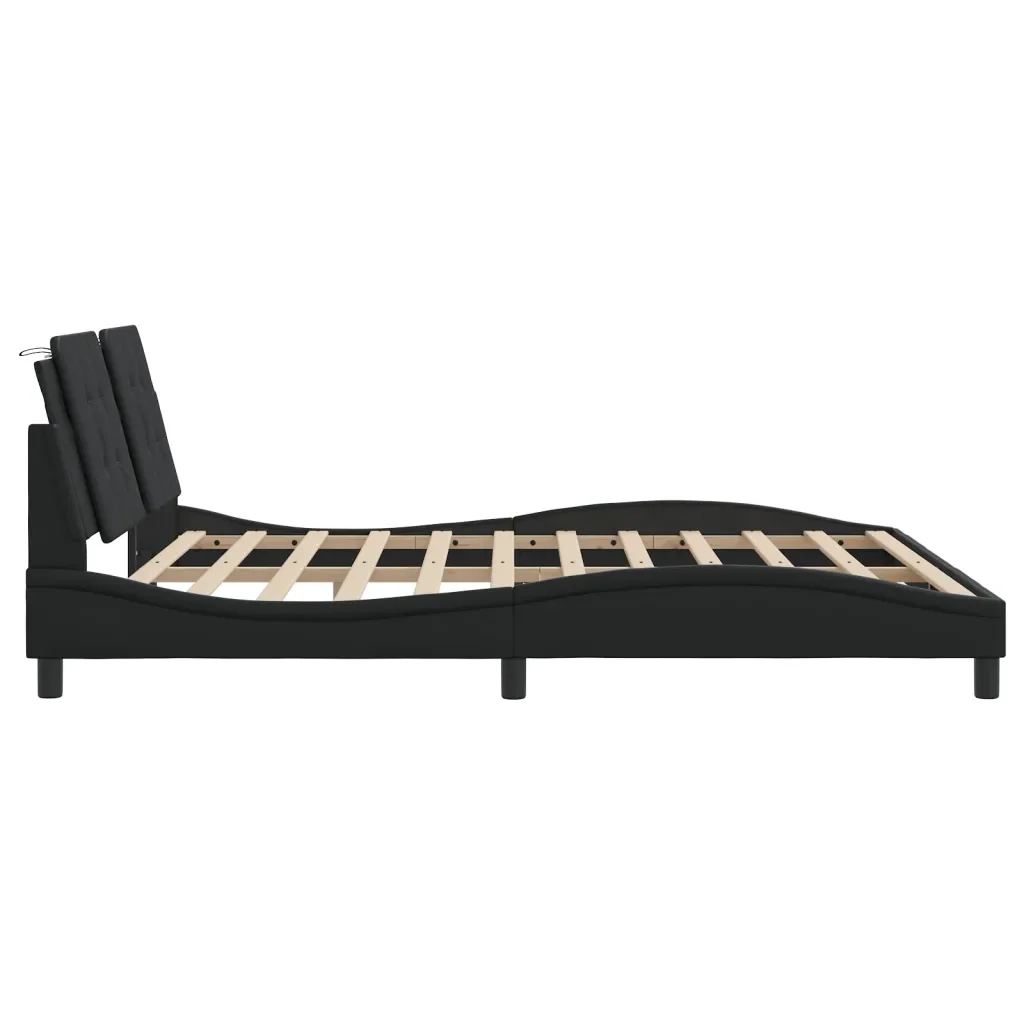 Letto matrimoniale | Letto per adulti | Giroletto con LED senza Materasso Zadar Nero 180x200 cm - Image 8