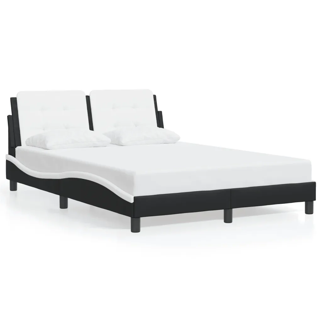 Letto matrimoniale | Letto per adulti | Giroletto con LED senza Materasso Zadar Nero e Bianco 140x200 cm - Image 5
