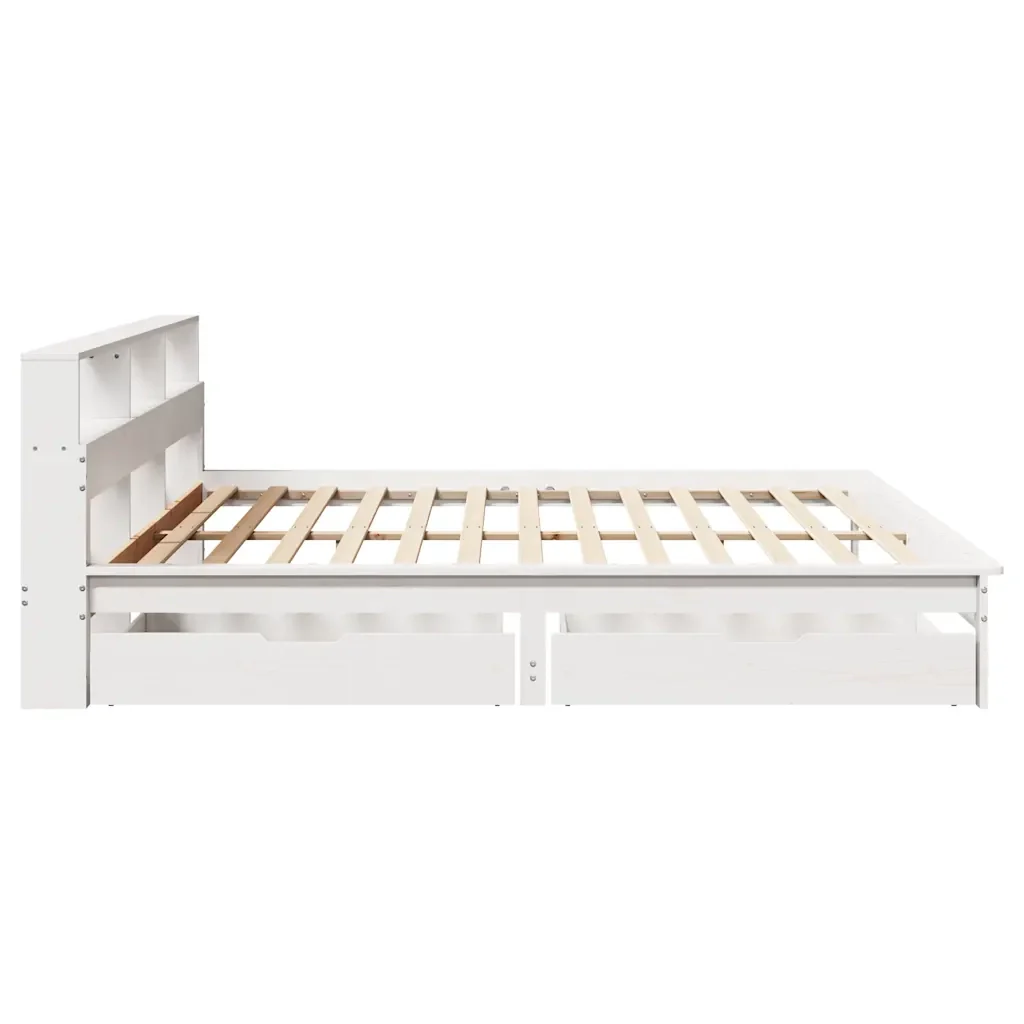Letto matrimoniale | Letto per adulti | Giroletto con Libreria senza Materasso 180x200 cm in Legno Pino - Image 5