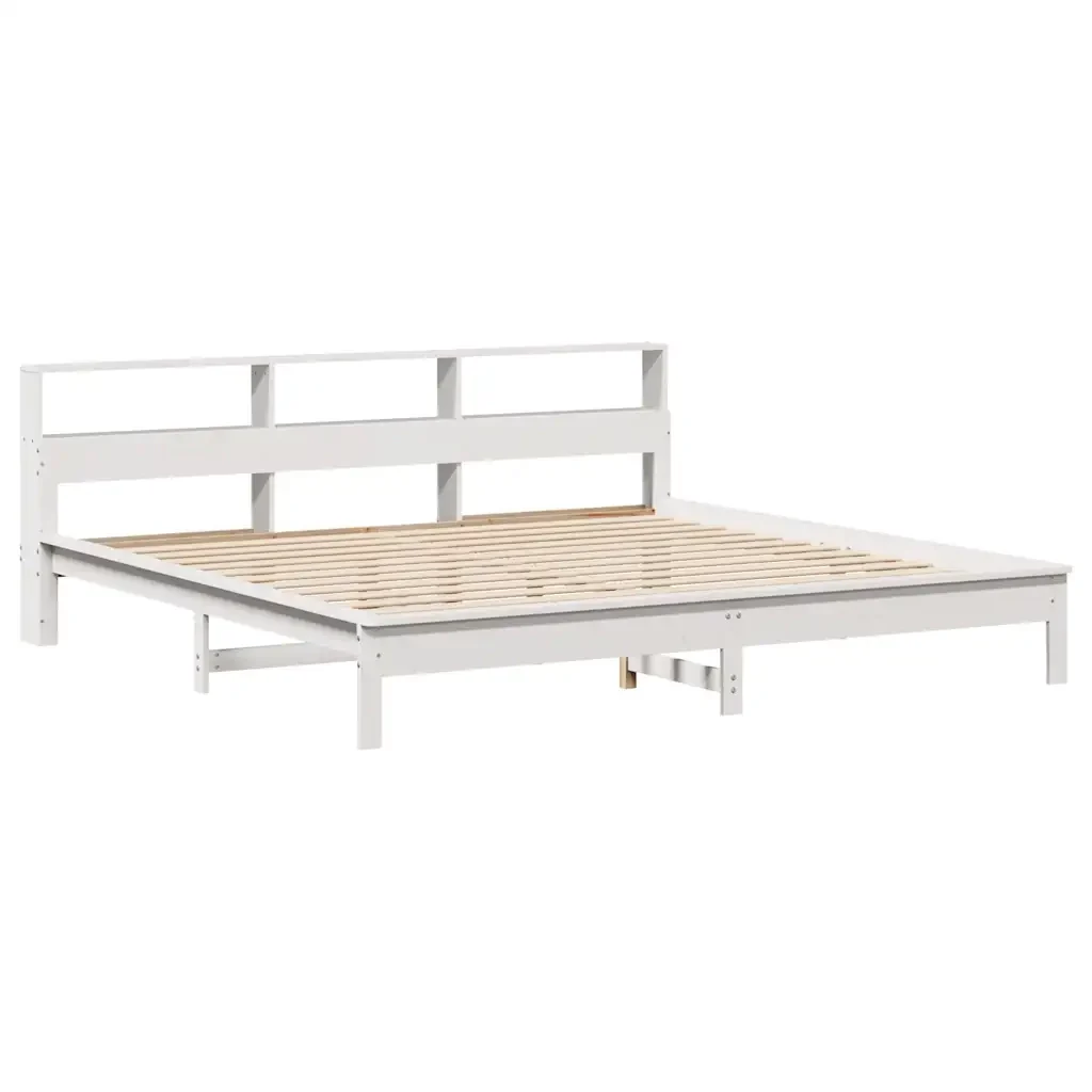Letto matrimoniale | Letto per adulti | Giroletto con Libreria senza Materasso 180x200 cm in Legno Pino - Image 7