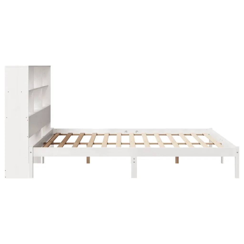 Letto matrimoniale | Letto per adulti | Giroletto con Libreria senza Materasso 180x200 cm in Legno Pino - Image 7