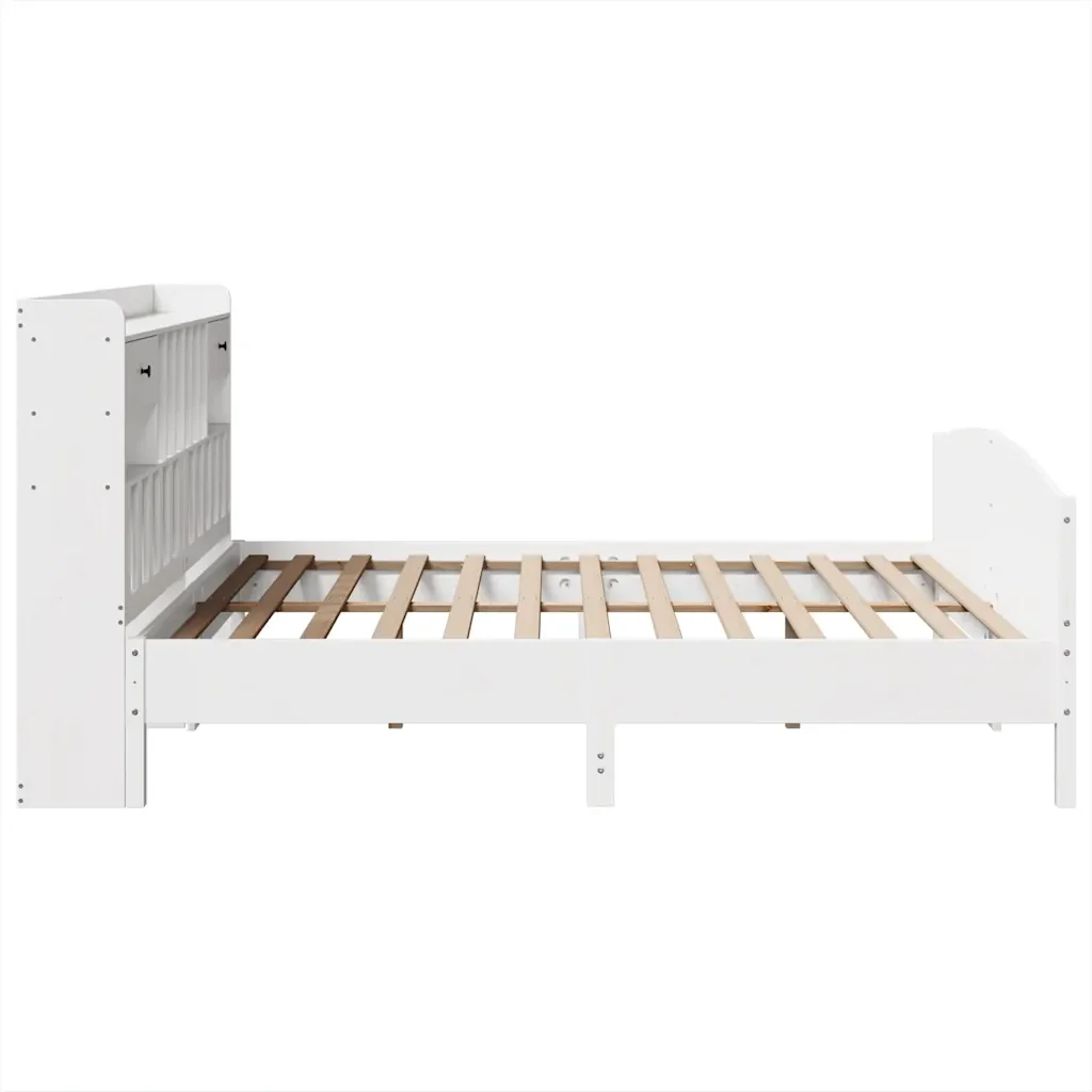 Letto matrimoniale | Letto per adulti | Giroletto con Libreria senza Materasso 180x200 cm in Legno Pino - Image 5