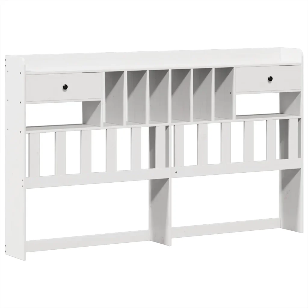 Letto matrimoniale | Letto per adulti | Giroletto con Libreria senza Materasso 180x200 cm in Legno Pino - Image 7