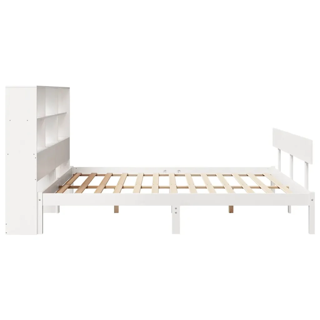 Letto matrimoniale | Letto per adulti | Giroletto con Libreria senza Materasso 180x200 cm in Legno Pino - Image 7