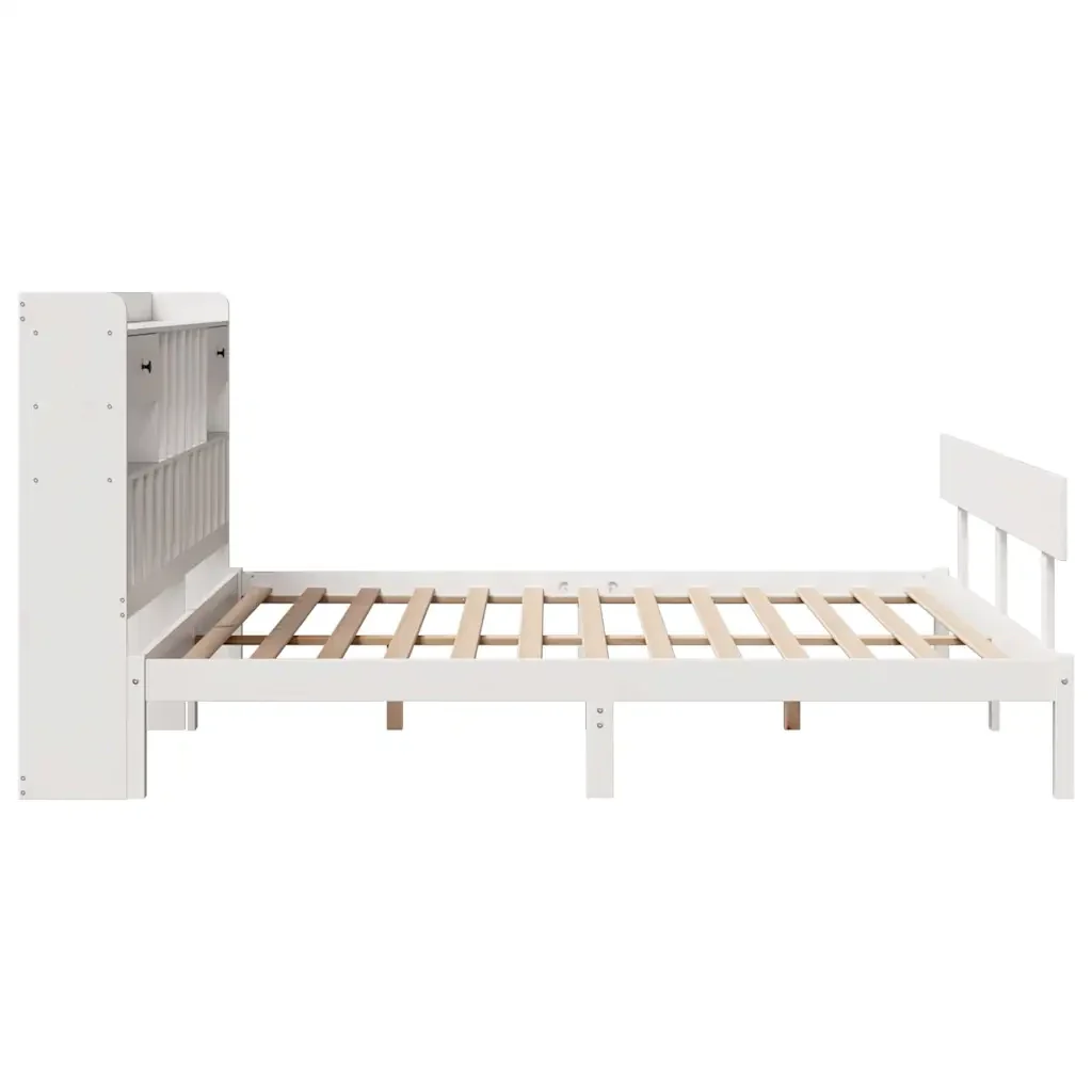Letto matrimoniale | Letto per adulti | Giroletto con Libreria senza Materasso 180x200 cm in Legno Pino - Image 7