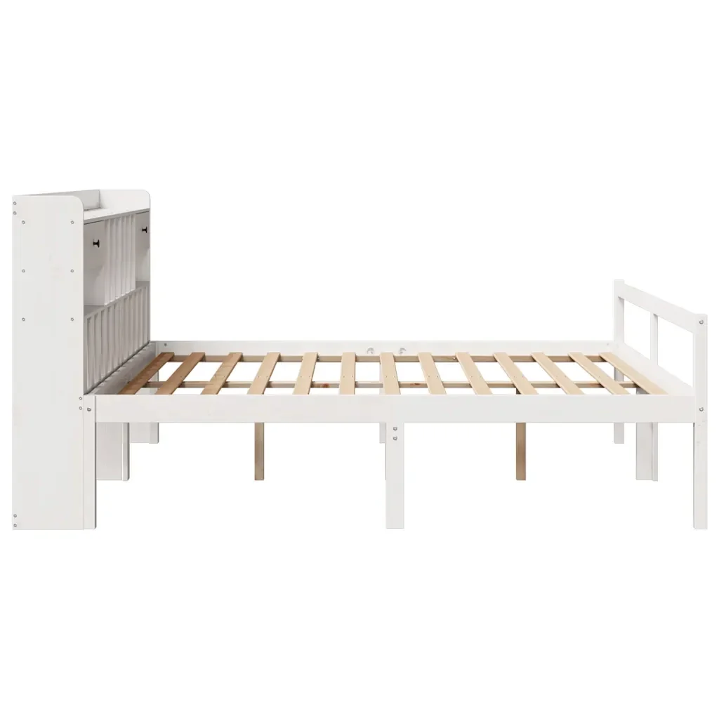 Letto matrimoniale | Letto per adulti | Giroletto con Libreria senza Materasso 180x200 cm in Legno Pino - Image 5