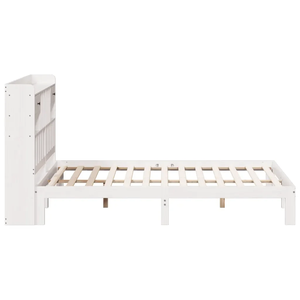 Letto matrimoniale | Letto per adulti | Giroletto con Libreria senza Materasso 180x200 cm in Legno Pino - Image 5