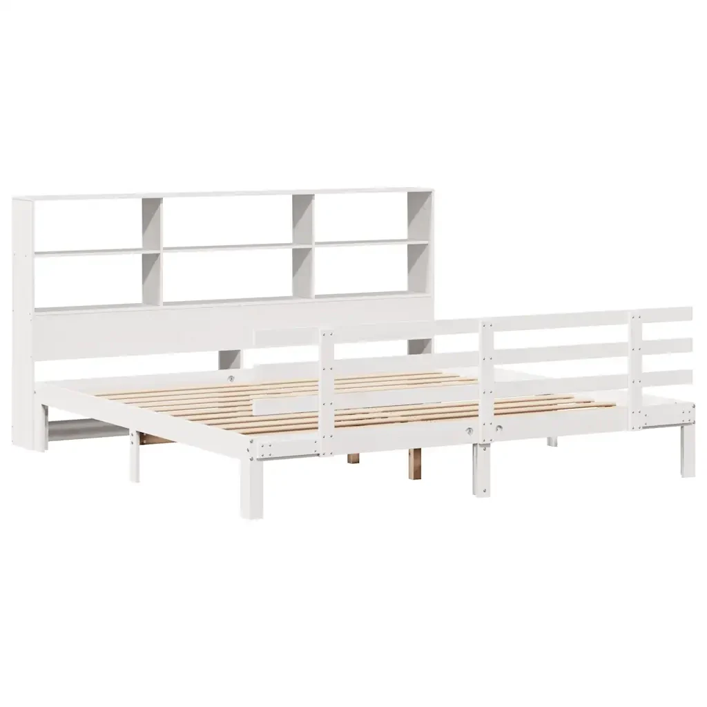 Letto matrimoniale | Letto per adulti | Giroletto con Libreria senza Materasso 180x200 cm in Legno Pino - Image 3