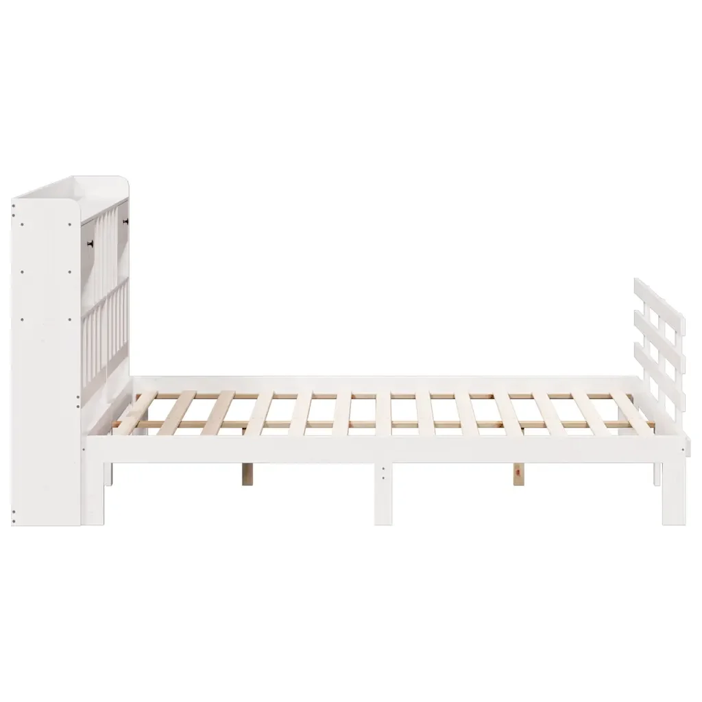 Letto matrimoniale | Letto per adulti | Giroletto con Libreria senza Materasso 180x200 cm in Legno Pino - Image 5