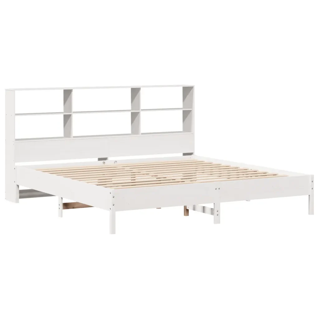 Letto matrimoniale | Letto per adulti | Giroletto con Libreria senza Materasso 180x200 cm in Legno Pino - Image 3