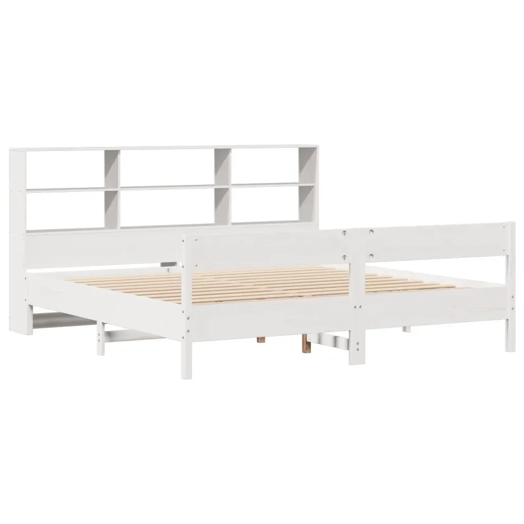 Letto matrimoniale | Letto per adulti | Giroletto con Libreria senza Materasso 180x200 cm in Legno Pino - Image 3