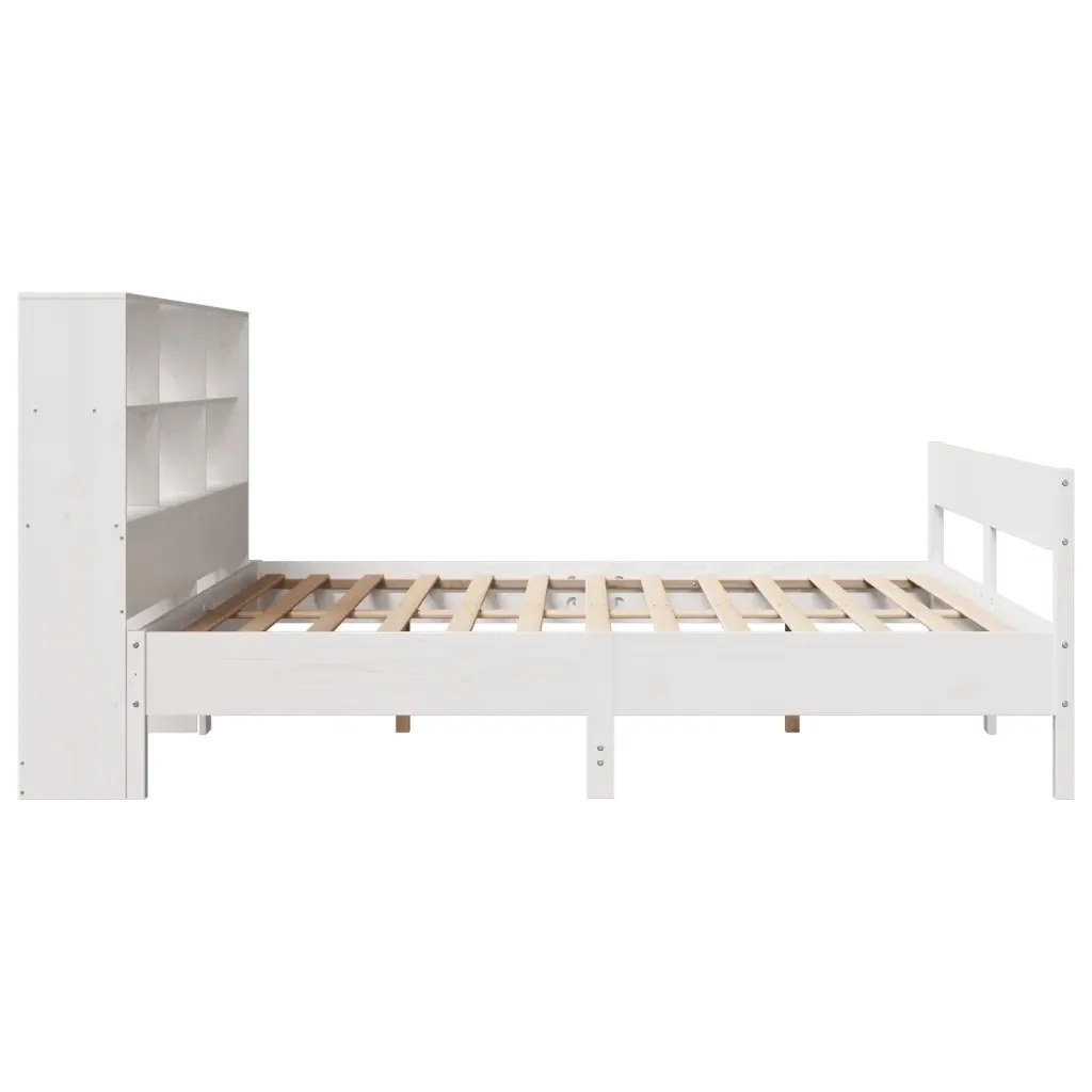 Letto matrimoniale | Letto per adulti | Giroletto con Libreria senza Materasso 180x200 cm in Legno Pino - Image 5