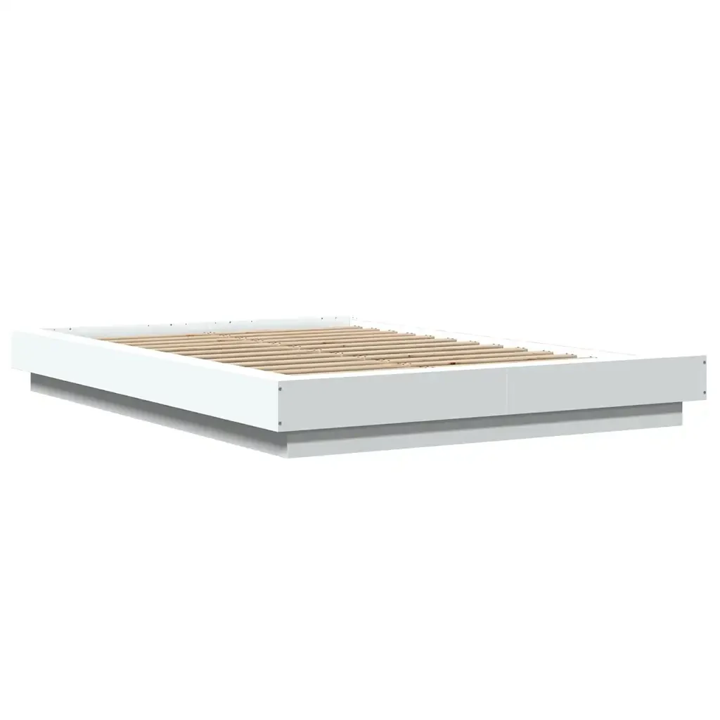 Letto matrimoniale | Letto per adulti | Giroletto con Luci LED Bianco 120x190 cm in Legno Multistrato - Image 3