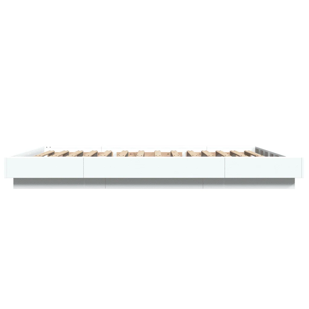Letto matrimoniale | Letto per adulti | Giroletto con Luci LED Bianco 120x200 cm in Legno Multistrato - Image 6