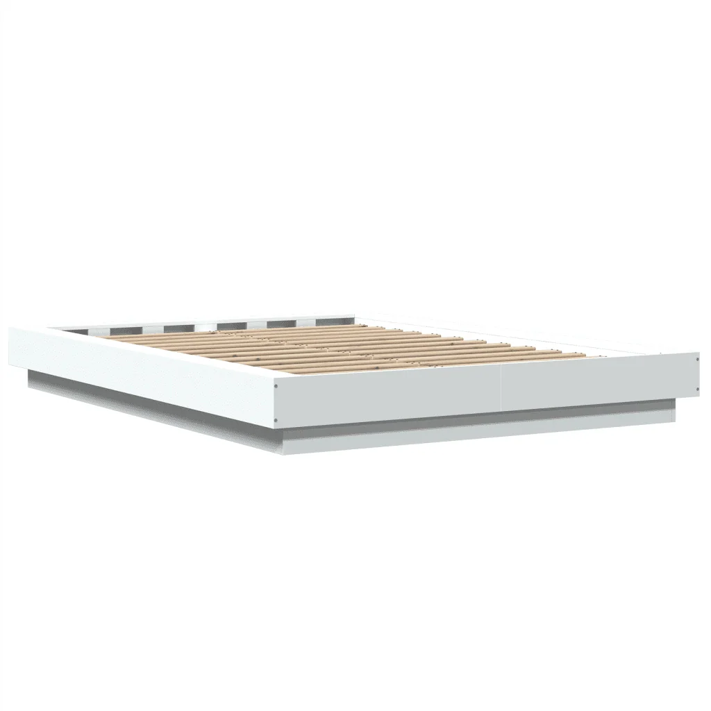 Letto matrimoniale | Letto per adulti | Giroletto con Luci LED Bianco 120x200 cm in Legno Multistrato - Image 7