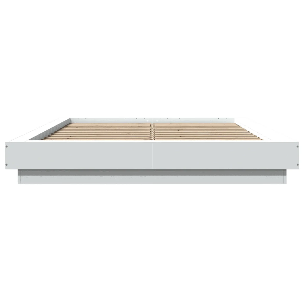 Letto matrimoniale | Letto per adulti | Giroletto con Luci LED Bianco 140x190 cm in Legno Multistrato - Image 5