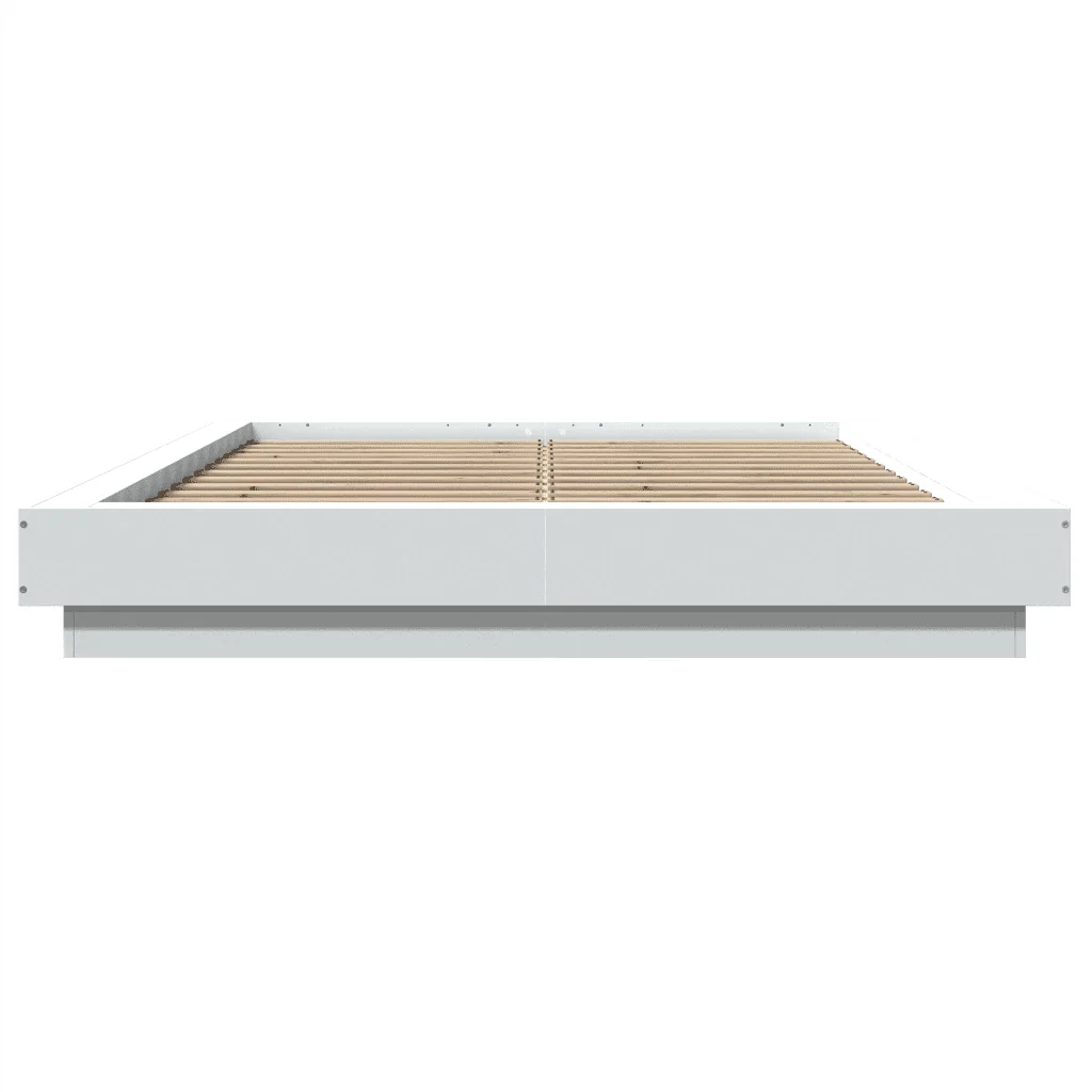 Letto matrimoniale | Letto per adulti | Giroletto con Luci LED Bianco 140x200 cm in Legno Multistrato - Image 5