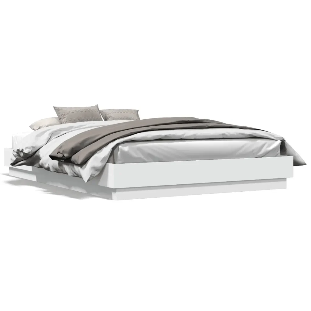 Letto matrimoniale | Letto per adulti | Giroletto con Luci LED Bianco 150x200 cm - Image 5