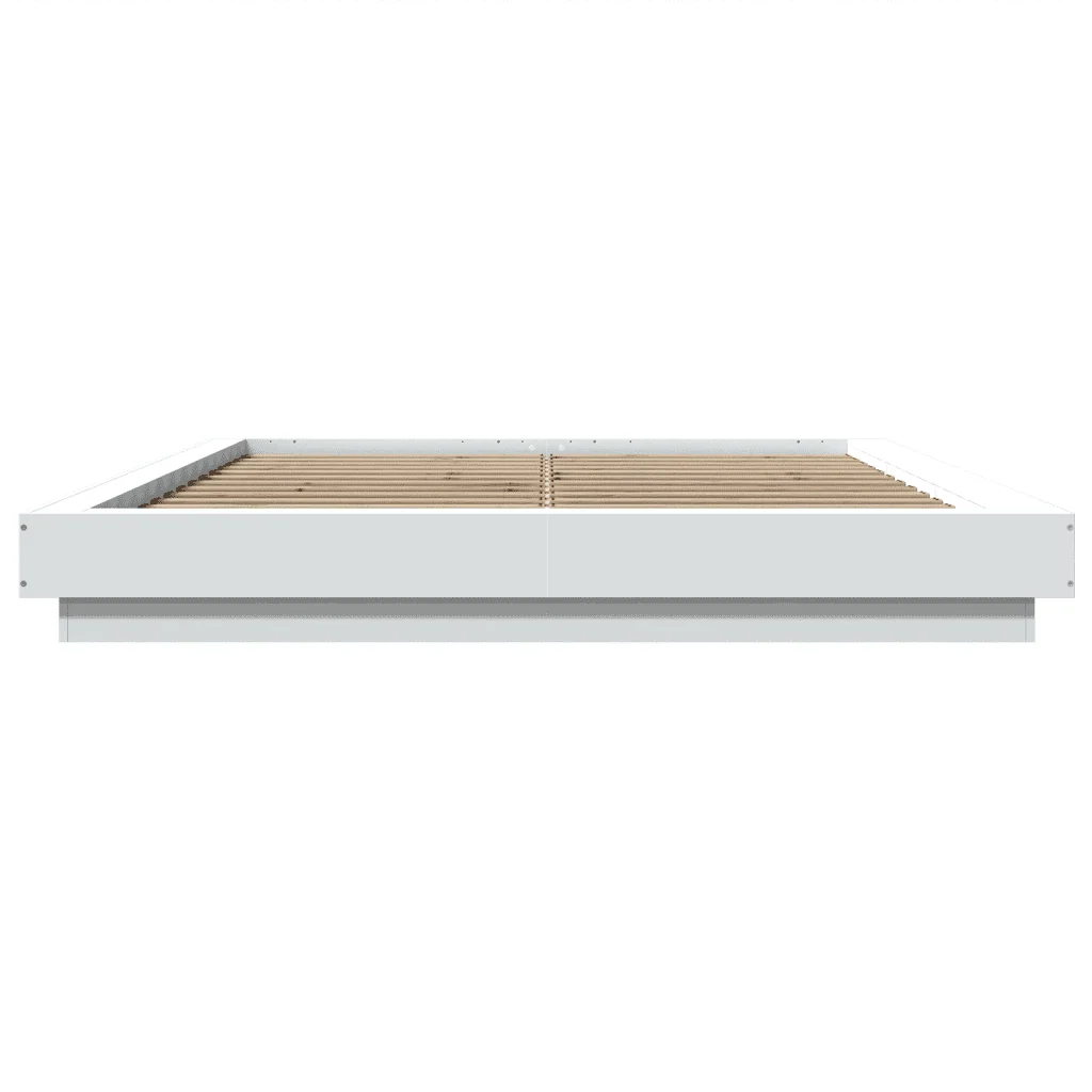 Letto matrimoniale | Letto per adulti | Giroletto con Luci LED Bianco 150x200 cm in Legno Multistrato - Image 5