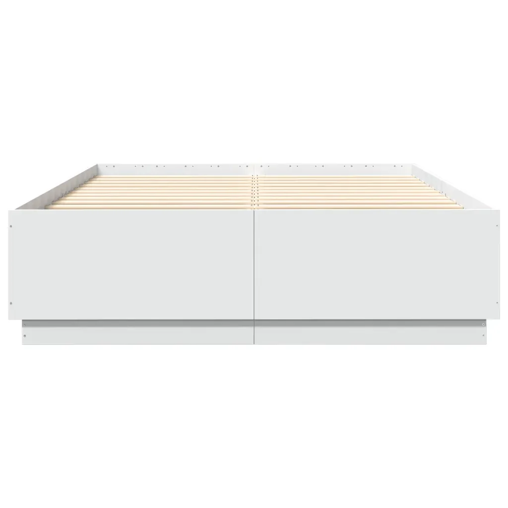 Letto matrimoniale | Letto per adulti | Giroletto con Luci LED Bianco 150x200 cm in Legno Multistrato - Image 6