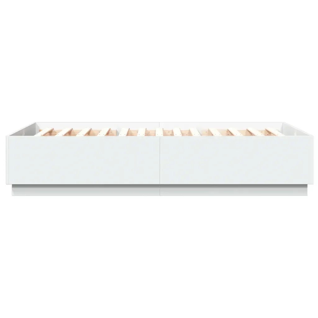Letto matrimoniale | Letto per adulti | Giroletto con Luci LED Bianco 150x200 cm in Legno Multistrato - Image 8