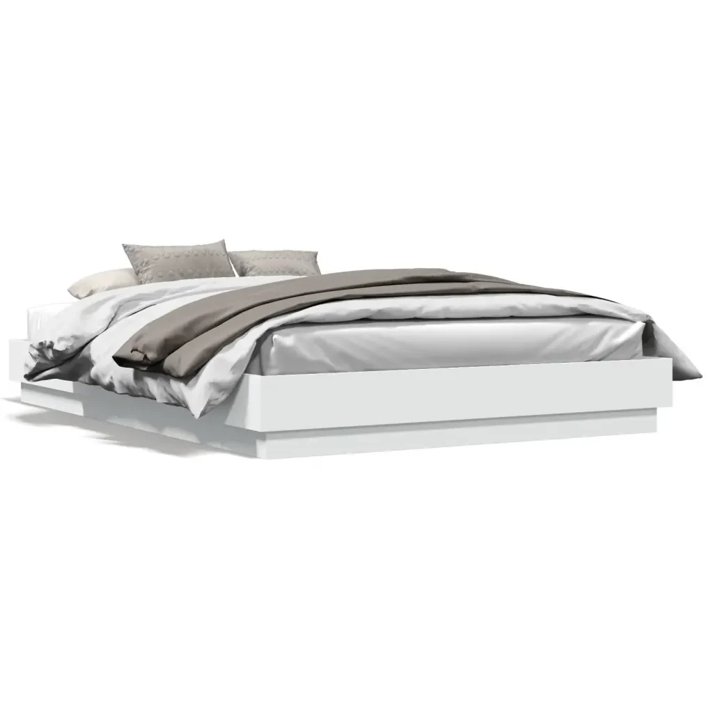 Letto matrimoniale | Letto per adulti | Giroletto con Luci LED Bianco 160x200 cm - Image 5