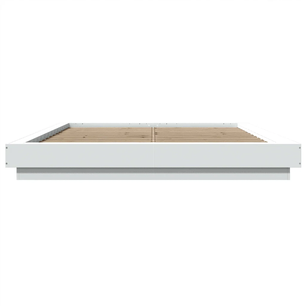 Letto matrimoniale | Letto per adulti | Giroletto con Luci LED Bianco 160x200 cm in Legno Multistrato - Image 5