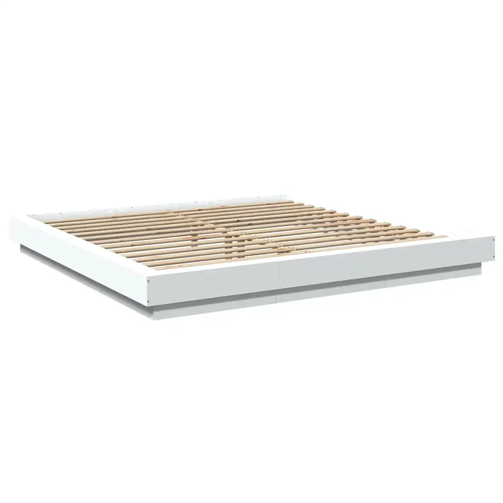 Letto matrimoniale | Letto per adulti | Giroletto con Luci LED Bianco 180x200 cm in Legno Multistrato - Image 3