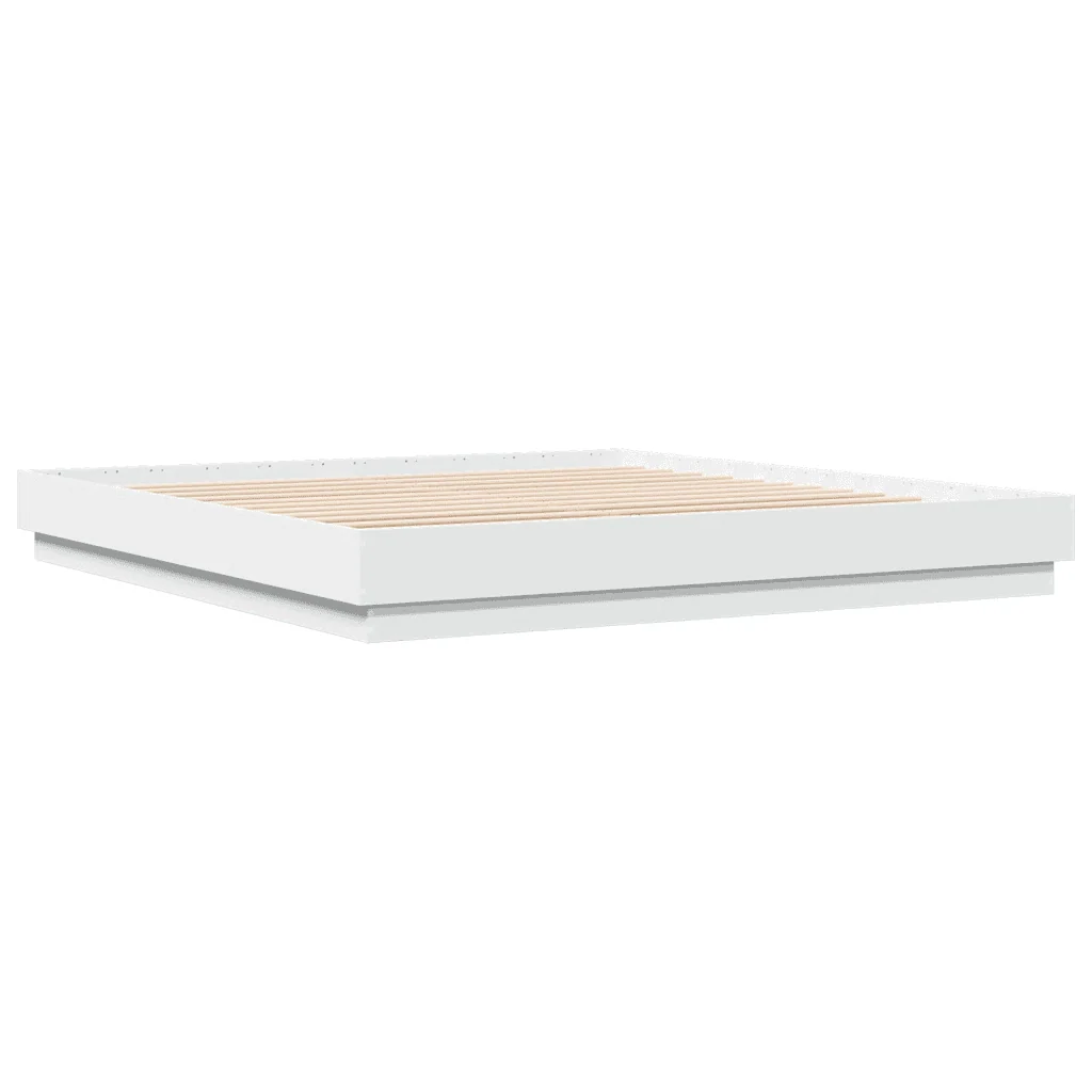 Letto matrimoniale | Letto per adulti | Giroletto con Luci LED Bianco 200x200 cm - Image 3
