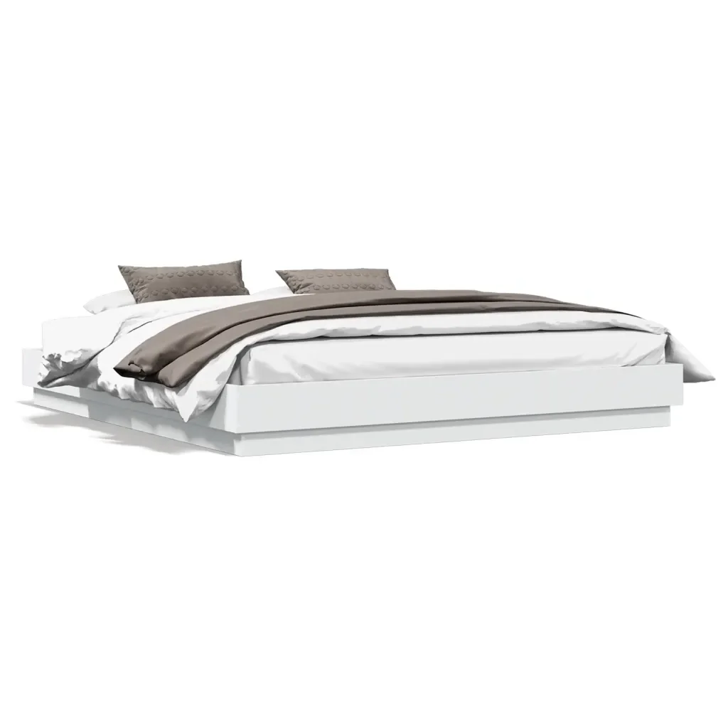 Letto matrimoniale | Letto per adulti | Giroletto con Luci LED Bianco 200x200 cm - Image 5