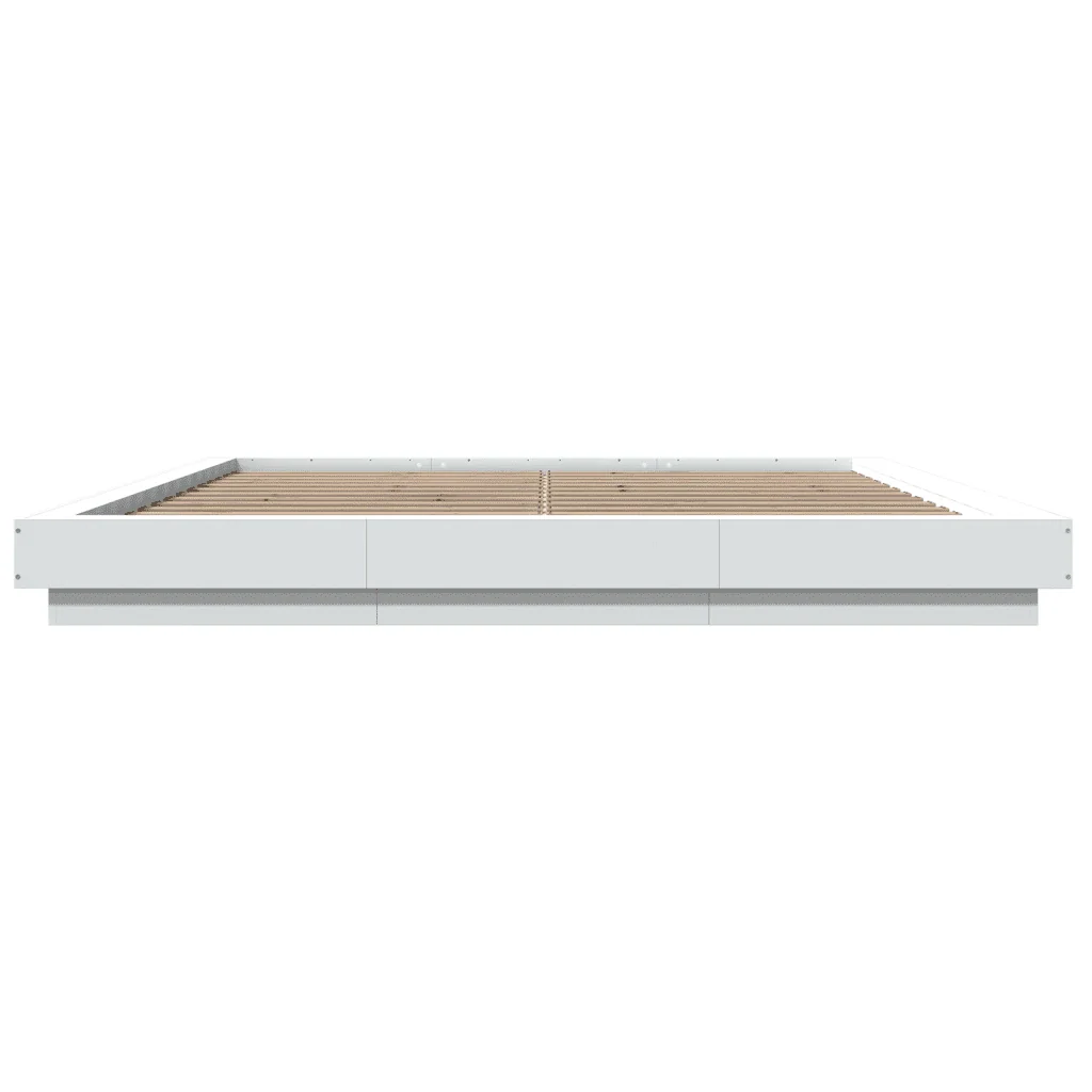 Letto matrimoniale | Letto per adulti | Giroletto con Luci LED Bianco 200x200 cm in Legno Multistrato - Image 5