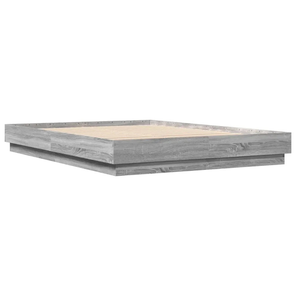 Letto matrimoniale | Letto per adulti | Giroletto con Luci LED Grigio Sonoma 120x200 cm - Image 4