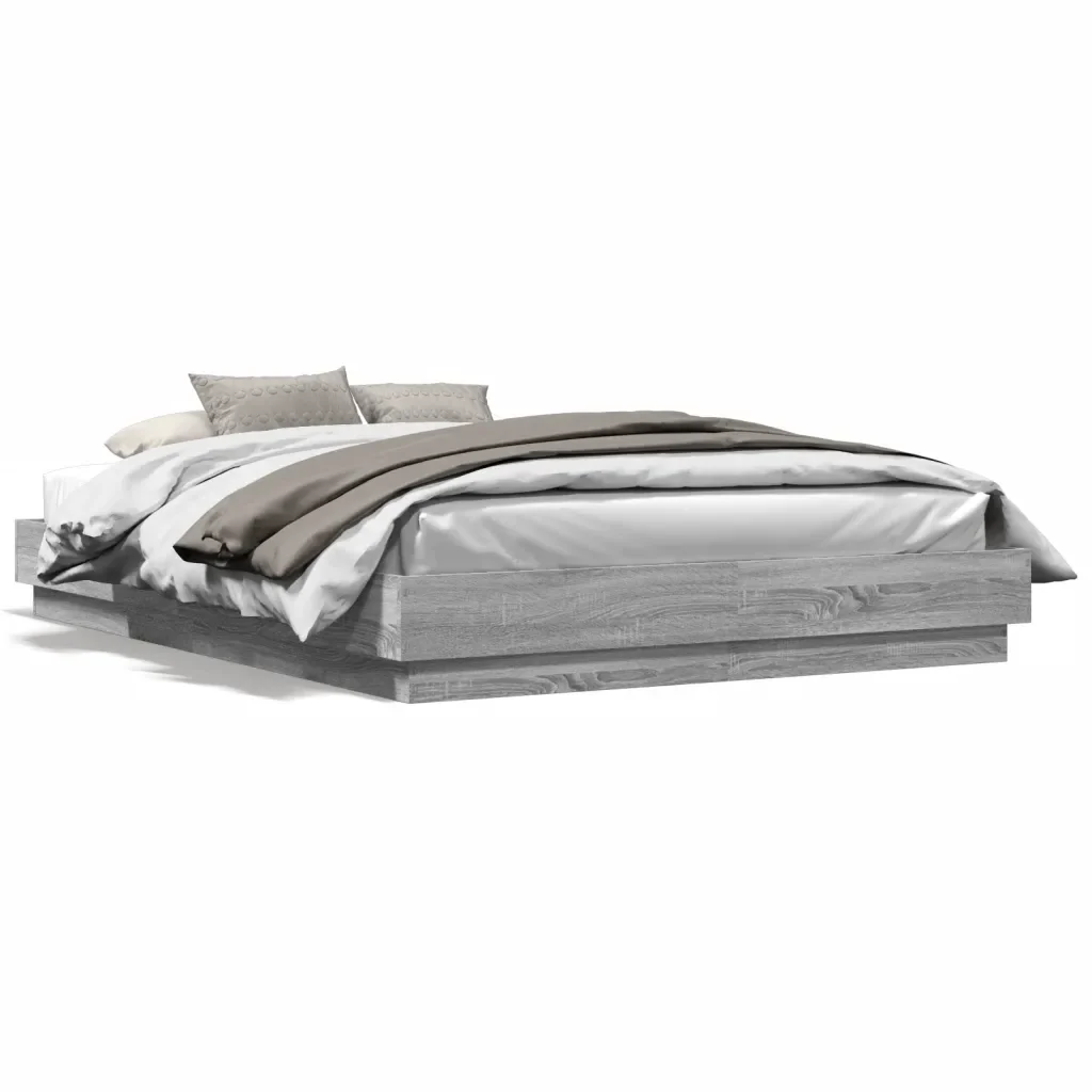 Letto matrimoniale | Letto per adulti | Giroletto con Luci LED Grigio Sonoma 120x200 cm - Image 5