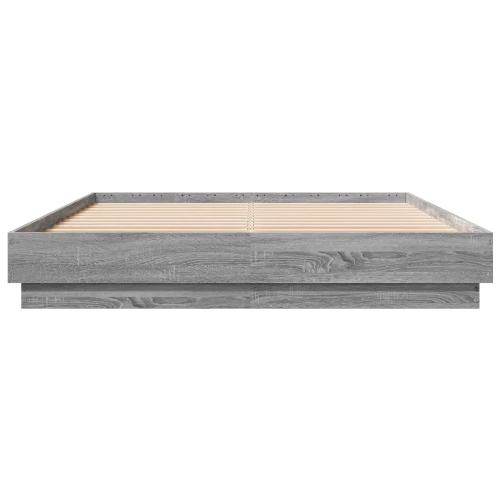Letto matrimoniale | Letto per adulti | Giroletto con Luci LED Grigio Sonoma 140x200 cm - Image 6